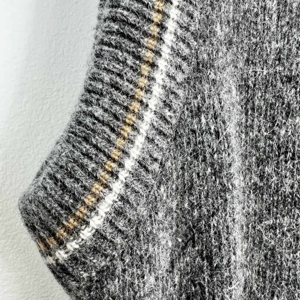 Vintage 80s oversized boxy wooly abstract argyle v neck pull over grandpa vest - Picture 11 of 12